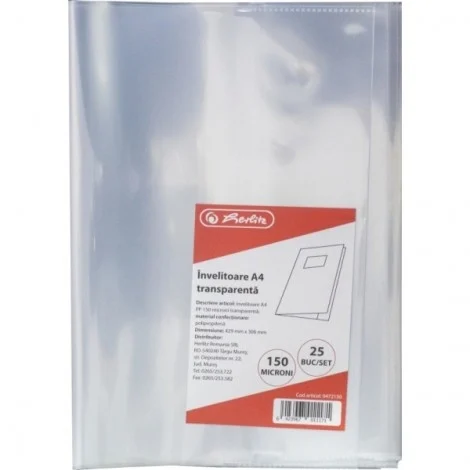 Coperți caiete si cărți - Coperta pp A4 120 microni transparenta Herlitz