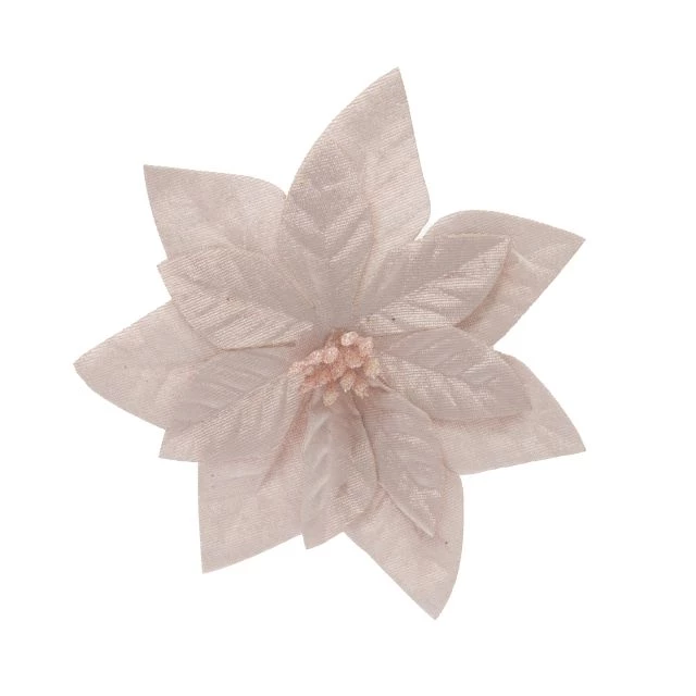 Decorațiuni și articole de Crăciun - Craciunita cu clema material textil 16 cm roz