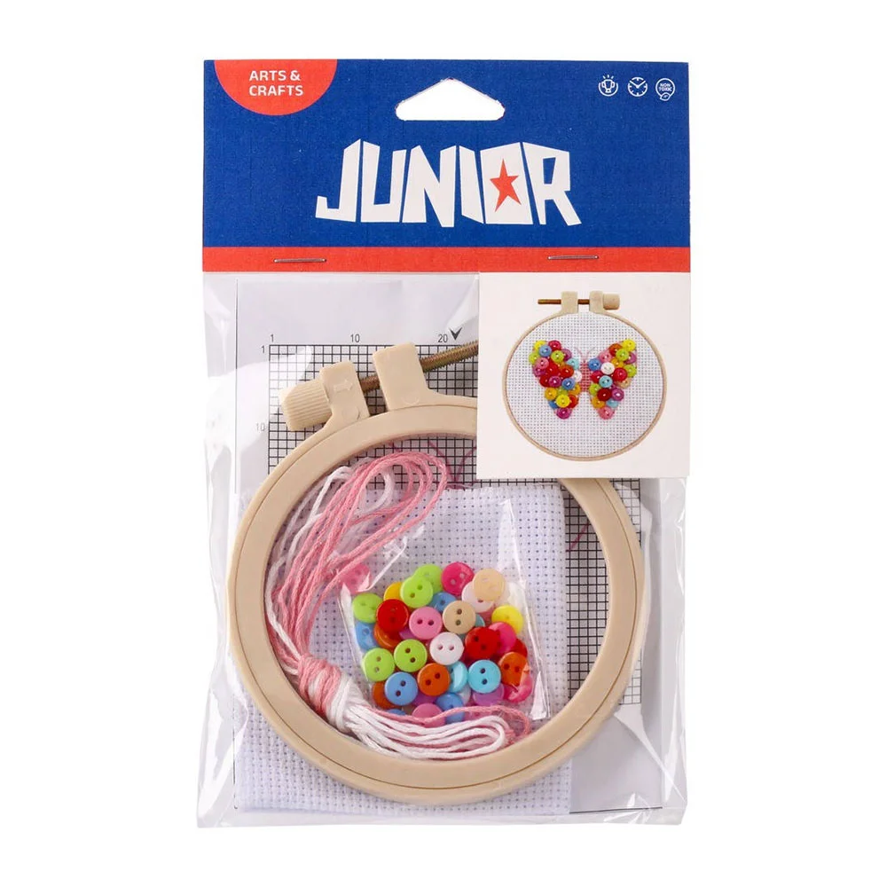 Artă și creativitate - Kit de brodat fluturi pentru copii cu nasturi Junior