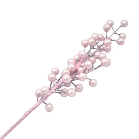 Noutăți Librăria Compas - Creanga decorativa cu bobite roz deschis 40 cm