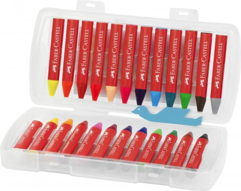 Creioane cerate 24 culori Jumbo cutie plastic Faber-Castell [1]