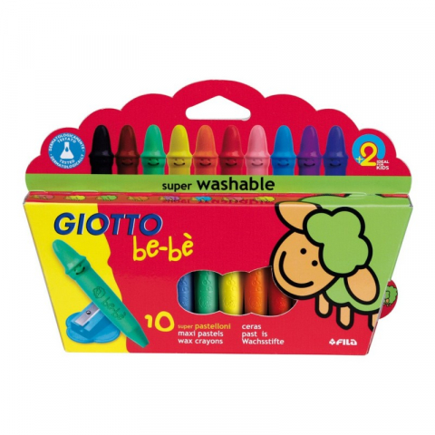 Creioane cerate - Set 10 creioane cerate si ascutitoare Giotto Bebe