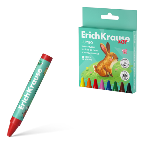 Noutăți Librăria Compas - Creioane cerate ErichKrause Baby Jumbo 8 culori/set