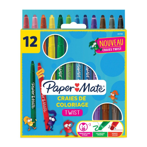Creioane cerate Paper Mate Twist 12 culori [1]