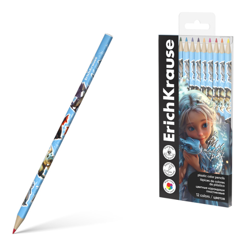 Noutăți Librăria Compas - Creioane color triunghiulare ErichKrause Magic Pet 12 culori/set