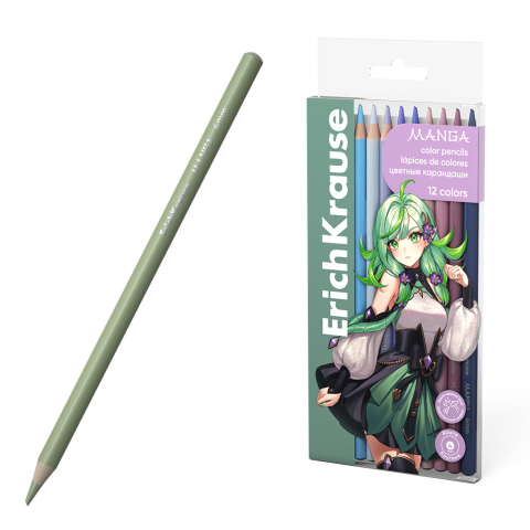 Noutăți Librăria Compas - Creioane color corp rotund ErichKrause Manga 12 culori/set