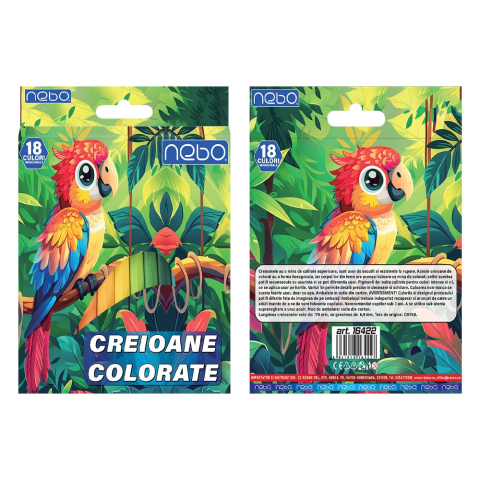 Rechizite școlare - Creioane color hexagonale 18 culori Nebo