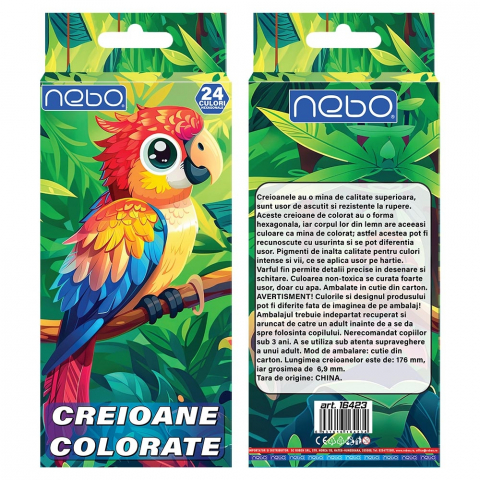 Creioane colorate - Creioane color hexagonale 24 culori NEBO