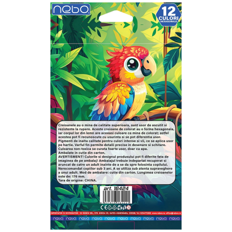 Creioane Color Hexagonale Jumbo 12 Culori Nebo [2]