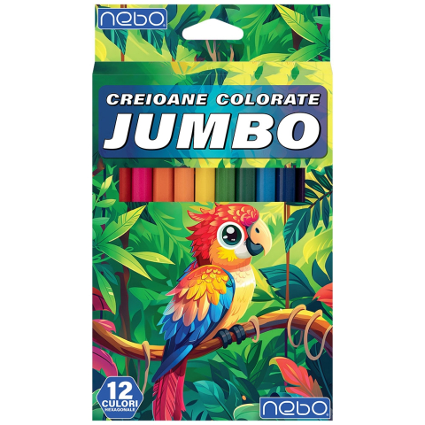 Noutăți Librăria Compas - Creioane Color Hexagonale Jumbo 12 Culori Nebo