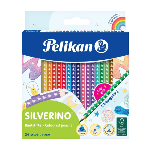 Rechizite școlare - Creioane colorate Silverino 24/set Pelikan