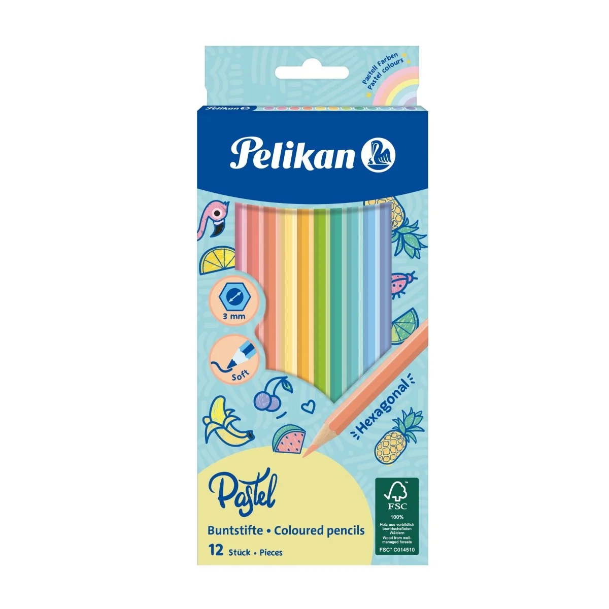 Creioane colorate hexagonale Pastel mina 3.3 mm set 12 culori [0]