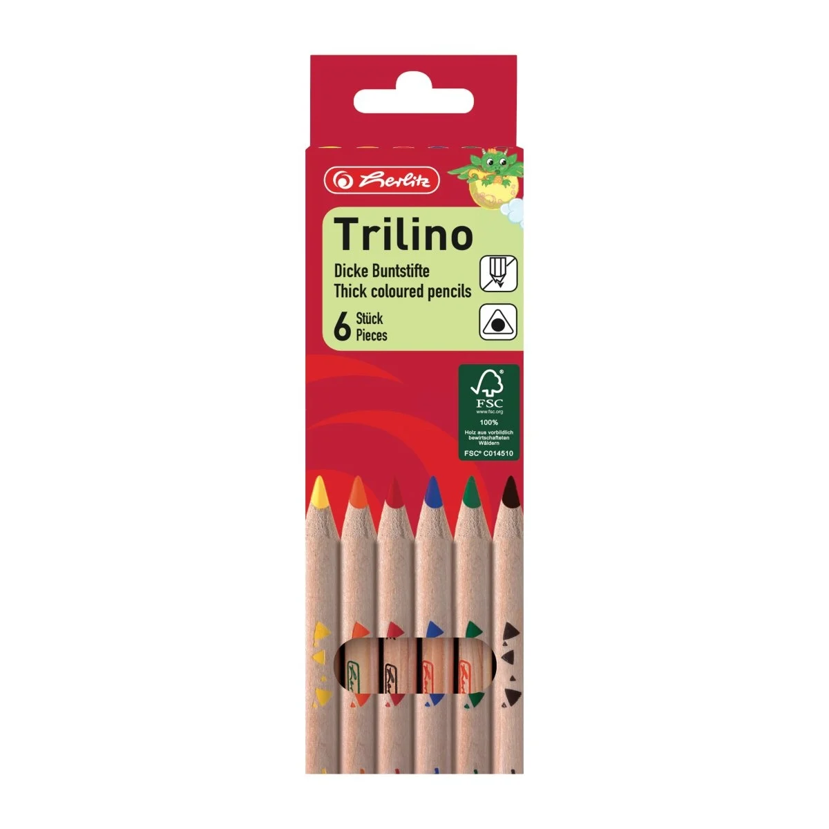 Instrumente de scris - Creioane colorate Trilino Jumbo triunghiulare mina 6 mm set 6 Herlitz