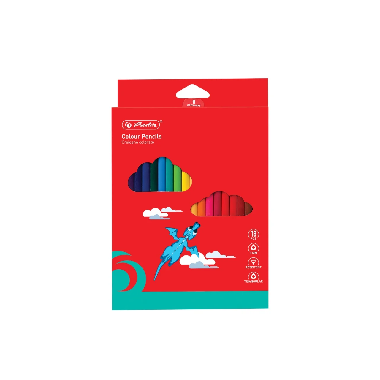 Instrumente de scris - Creioane color triunghiulare 18 buc /set Herlitz