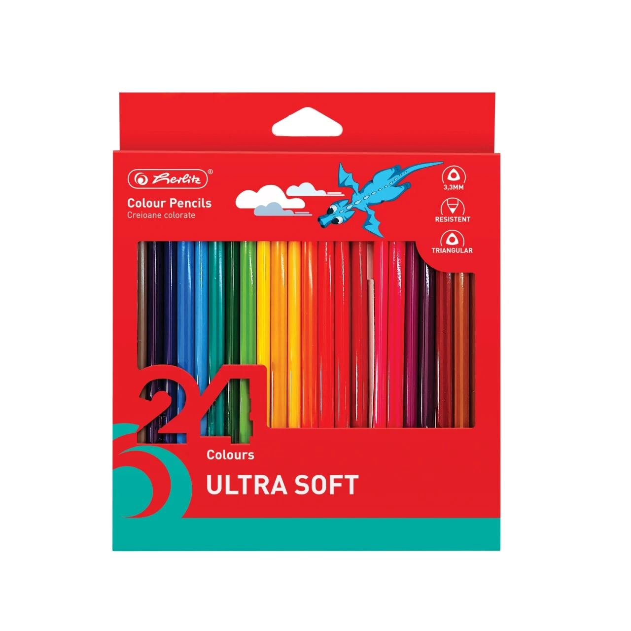 Instrumente de scris - Creioane colorate triunghiulare Ultrasoft 24 buc /set 3.3 mm Herlitz