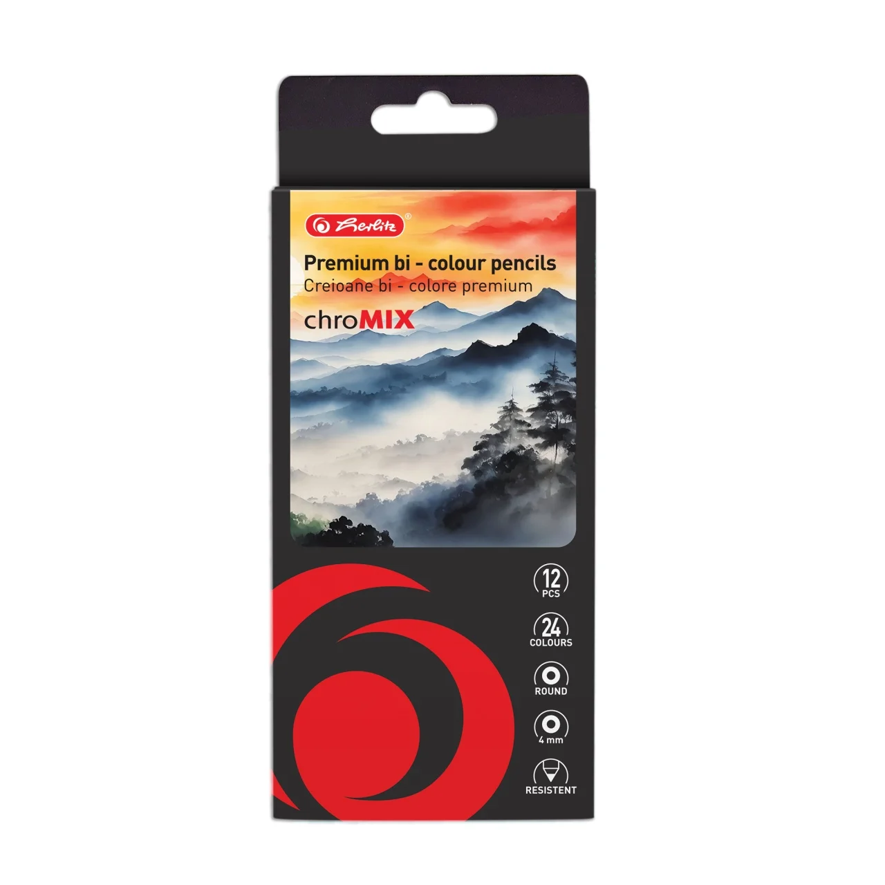 Instrumente de scris - Creioane colorate Bi-Color 12 buc /set 24 culori 4 mm Herlitz