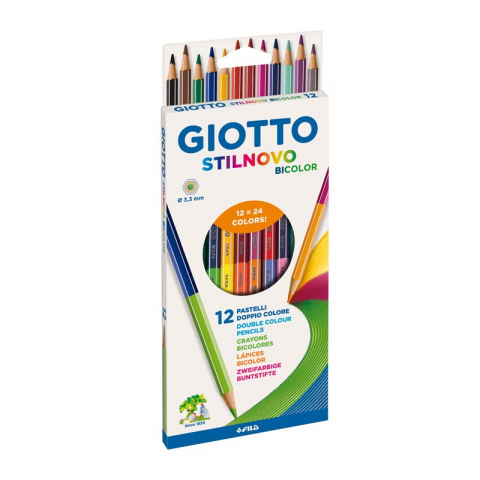 Rechizite școlare - Set 12 creioane colorate bicolore Stilnovo Giotto