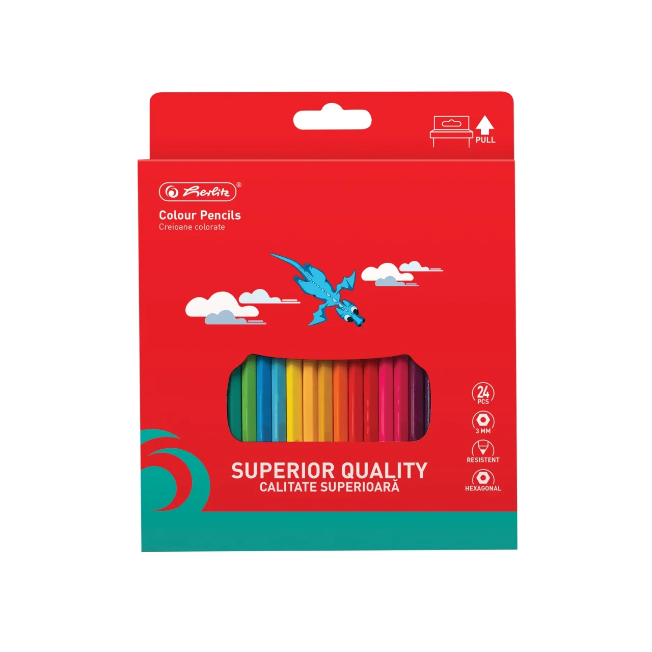 Rechizite școlare - Creioane colorate hexagonale 3 mm 24 buc /set Herlitz