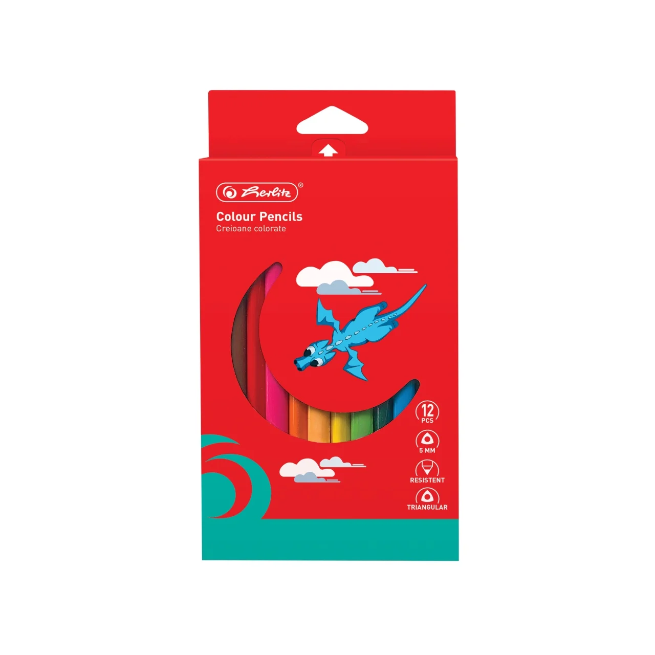 Instrumente de scris - Creioane colorate triunghiulare Herlitz Jumbo 5 mm 12 buc /set