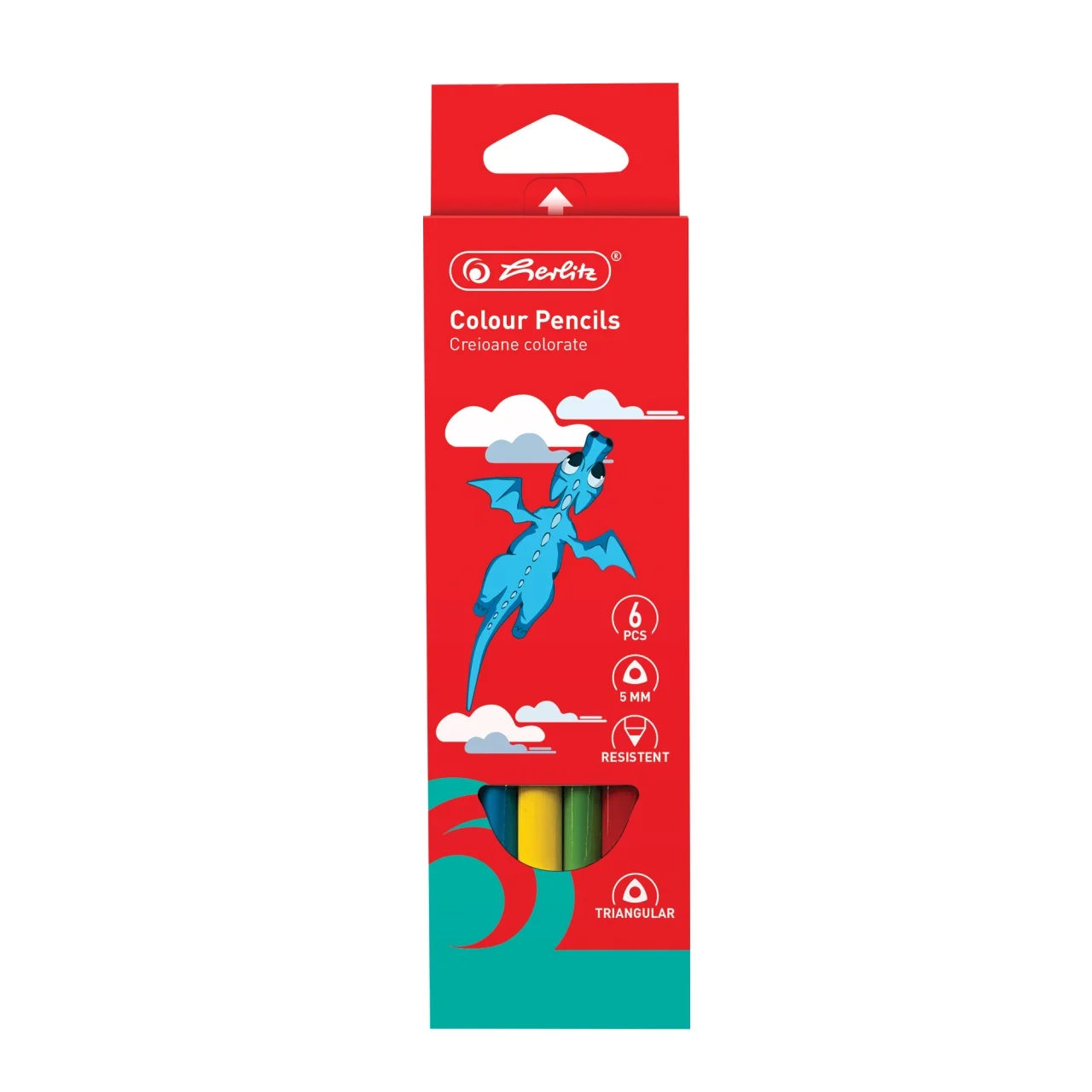 Instrumente de scris - Creioane colorate triunghiulare Herlitz Jumbo 5 mm 6 buc /set