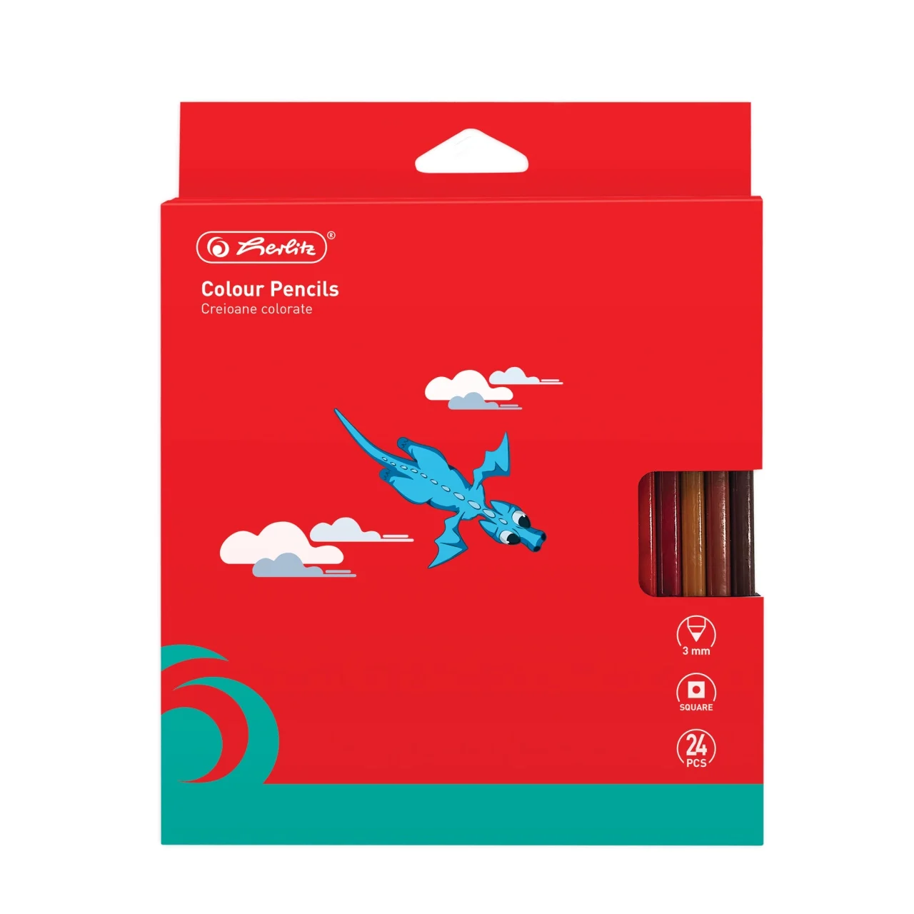 Instrumente de scris - Creioane colorate patrate 24 buc /set 3 mm Herlitz