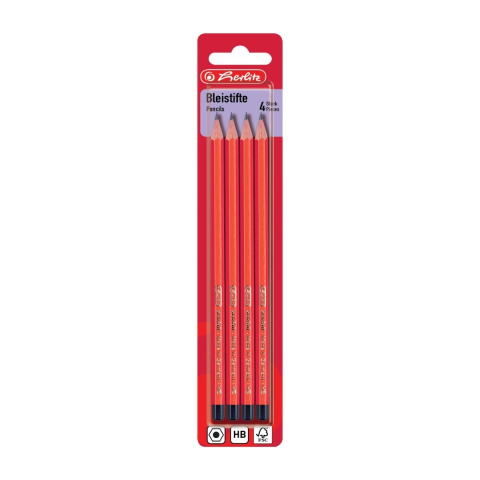 Birotică și accesorii birou - Creioane grafit HB 4/set rosu Herlitz