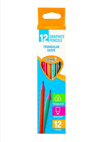 Creioane grafit și ascuțitori - Creioane grafit S-Cool triunghiulare HB set 12 bucati /set