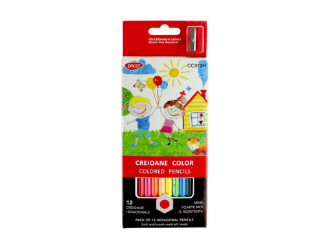 Creioane colorate - Creioane color hexagonale 12 culori Daco