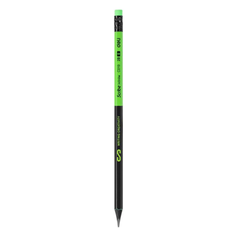 Creion grafit cu radiera 2B lemn negru Deli [2]