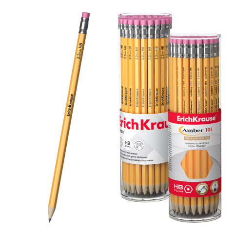 Creioane grafit și ascuțitori - Creion grafit HB cu radiera ErichKrause Amber