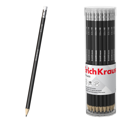 Noutăți Librăria Compas - Creion grafit HB cu radiera ErichKrause Jet Black