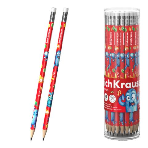 Creioane grafice - Creion grafit HB cu radiera ErichKrause Jolly Friends