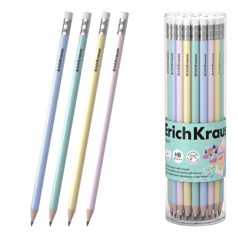 Creioane grafice - Creion grafit HB cu radiera ErichKrause Milky diverse culori