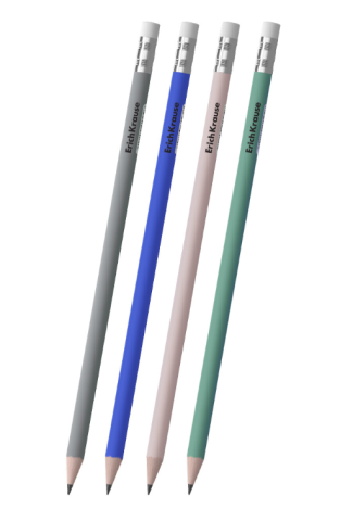 Creioane grafit și ascuțitori - Creioane grafice ErichKrause Navy 188 mm rotunde cu radiera HB culori diferite