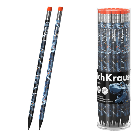 Noutăți Librăria Compas - Creion grafit HB cu radiera ErichKrause Techno Dino