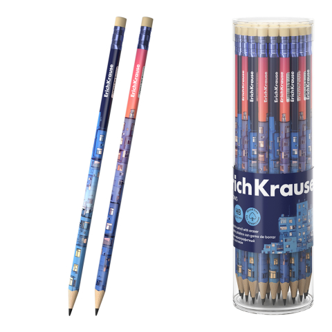 Noutăți Librăria Compas - Creion grafit din plastic ErichKrause Windows triunghiular cu radiera HB
