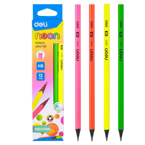 Creioane grafice - Creion grafit HB fara radiera culori neon Deli
