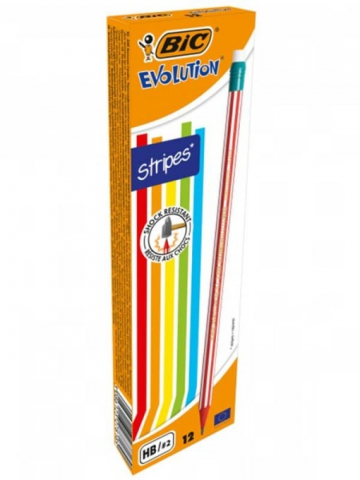 Creion grafit HB cu radiera Evolution Stripes BIC [1]