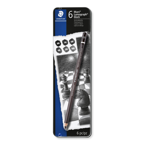 Instrumente de scris - Set 6 creioane Mars Lumograph Black artist100 Staedtler