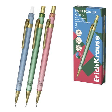 Noutăți Librăria Compas - Creion mecanic HB ErichKrause Paint Pointer Gold 0.5 mm cu radiera