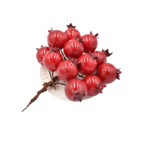 Aranjamente și coronițe - Buchet bobite rosii decorative 12/set rosu 10 cm