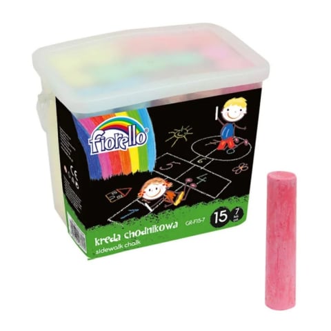 Cretă colorată și albă - Creta color asfalt Fiorello 15 buc 7 culori /galetusa