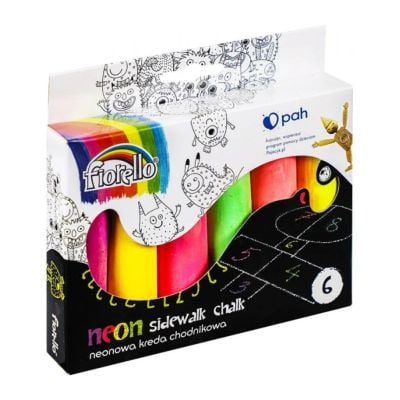 Cretă colorată și albă - Creta color neon Fiorello 6 buc /set  Jumbo