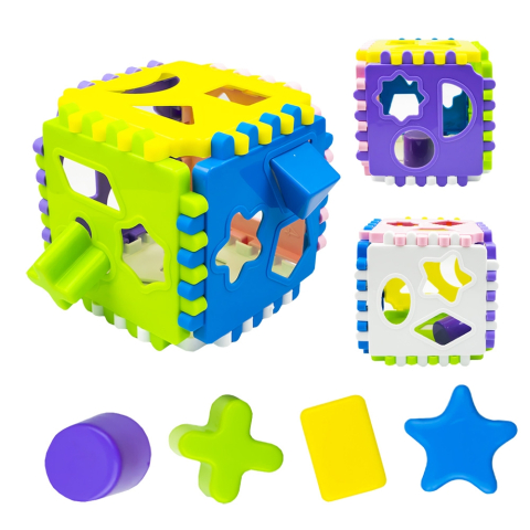 Jucării pentru bebeluși - Cub educativ bebe puzzle 24 piese 13 x 13 x 13 cm