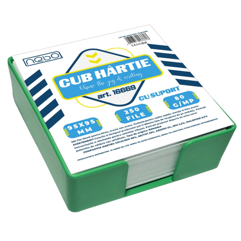 Cub hartie cu suport 9.5x9.5 cm 80gr 250 coli/set Nebo [3]