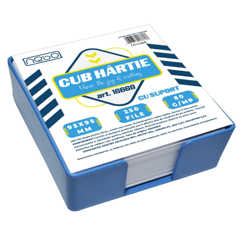 Cub hartie cu suport 9.5x9.5 cm 80gr 250 coli/set Nebo [1]