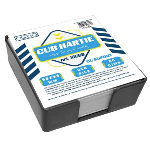 Cub hartie cu suport 9.5x9.5 cm 80gr 250 coli/set Nebo [2]