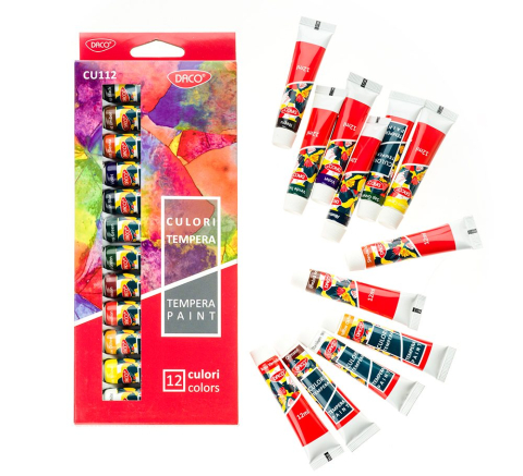 Acuarele școlare și Tempera - Culori tempera 12 culori 12 ml Daco