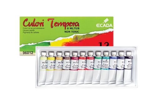 Acuarele școlare și Tempera - Culori tempera 12 culori 6 ml Ecada