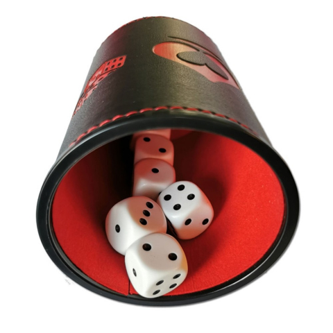 Cupa din piele ECO si 6 zaruri Cartamundi [3]